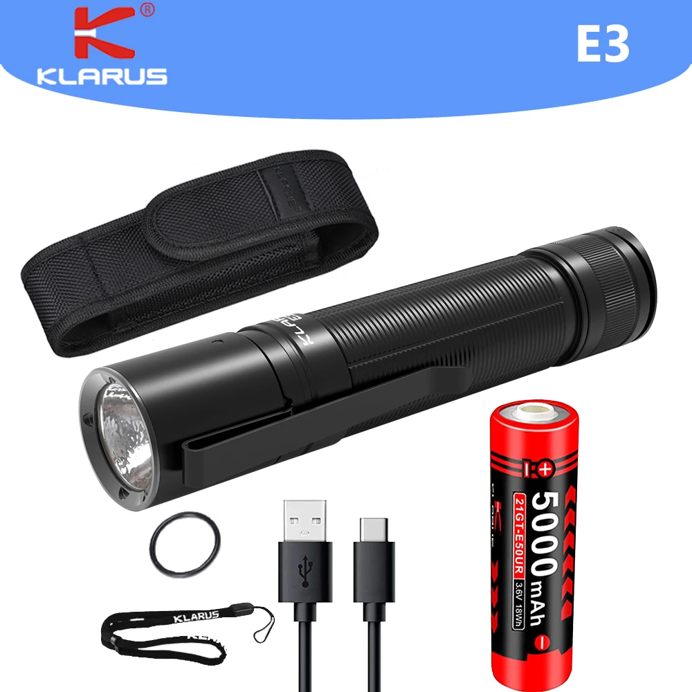 Klarus E3 Led Flashlight Cree Xhp35 Hd 2200lm Mini Flashligh By 21700