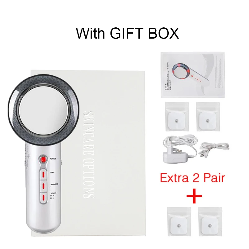 With BOX 2 Pair Pad Массажер для похудения тела RF инфракрасный 1 МГц ультразвук EMS кавитационная машина сжигатель жира подтяжка груди красота бар потеря веса - Цвет: With BOX 2 Pair Pad