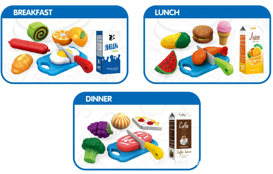 

Hot Sales Children Play House Model Tableware Toys Slicer Evening Meal Main Meal Series 3