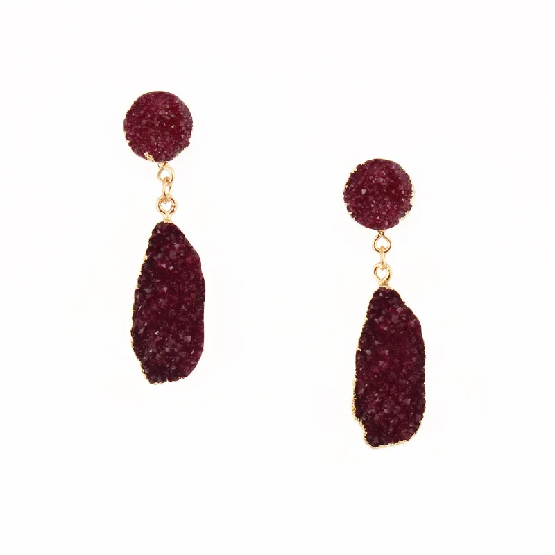 European Long Druzy Resin Drop Earrings For Women Jewelry Statement Geometric Big Eardrop Pendientes Mujer Moda 2019 Brinco (4)