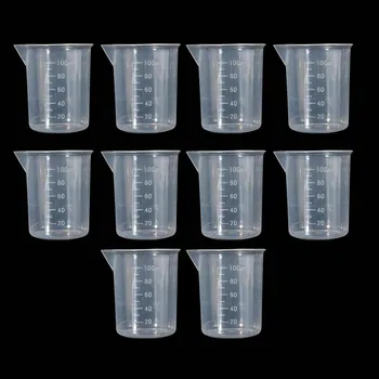 

2/10pcs 100ml Clear Plastic Graduated Measuring Cup for Baking Beaker Liquid Measure JugCup Small Liquid Container hot sales
