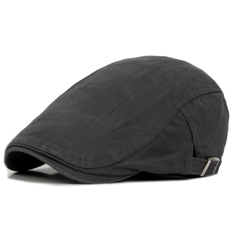 Men Beret Hat Adjustable Flat Brim Cotton Blend For Spring Summer Western Style woolen beret