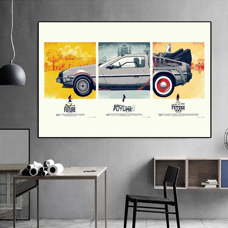 

Canvas Painting Back To The Future Car Vintage Retro A4 Large Pop Film Movie Art Wall Pictures for Living Room Quadro Home Decor