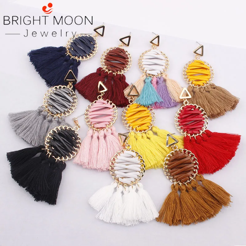 

Bright Moon New Fashion multi-color fringed Earrings Bohemian style female fringed Earrings Jewelry for Women
