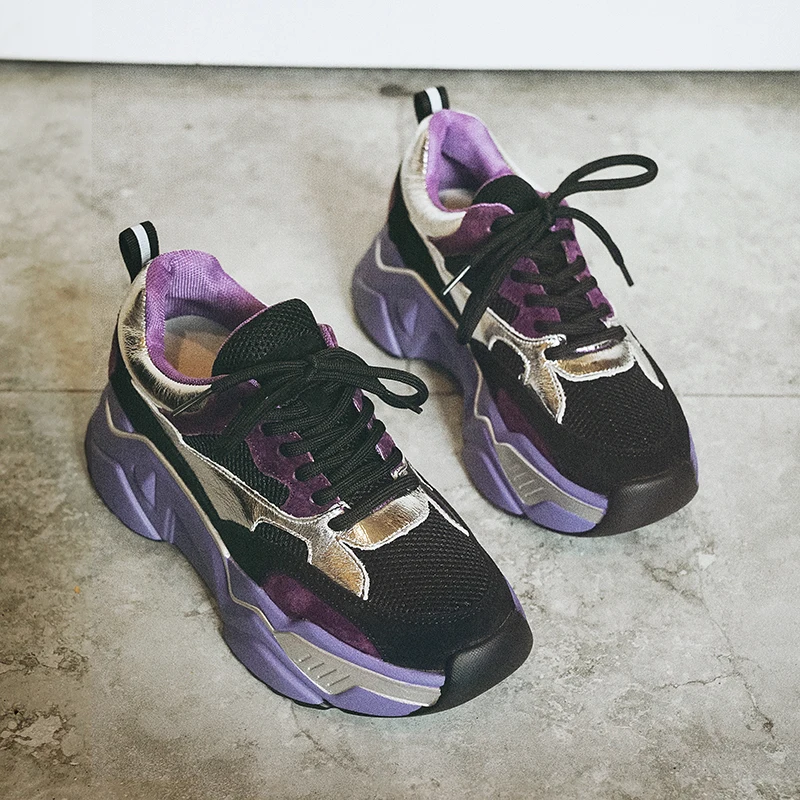 Chaussures femme; кроссовки на платформе; женская повседневная обувь из коровьей кожи; Разноцветные Женские кроссовки; basket femme zapatos mujer