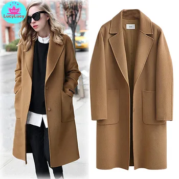 

2019 autumn and winter European and American women's new woolen loose loose wool coat