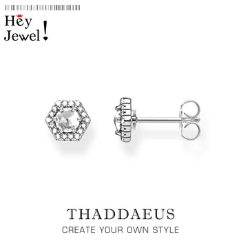

Stud Earrings White Hand-set Stone Facet,Thomas Style Fashion Good Jewerly For Women,2020 Summer Ts Gift In 925 Sterling Silver