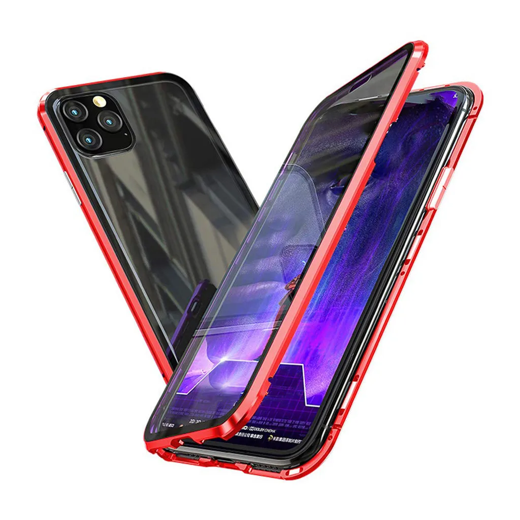 Глянцевый чехол для iPhone 11 11 Pro 11 Pro max 6,1 5,8 6,5 дюйма с магнитной адсорбцией, металлический бампер, стеклянный чехол