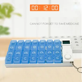 

Portable Pill Case Medicine Box with Electronic Reminder, 7-Days*4 Total 28 Small Plastic Box Drug Storage Organizer Pill Holder