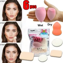 6 шт./компл. тональный крем для лица Пудра для макияжа спонж для макияжа консилер с эффектом румян Мягкий косметический слойка Esponja Maquiagem лица макияж инструменты