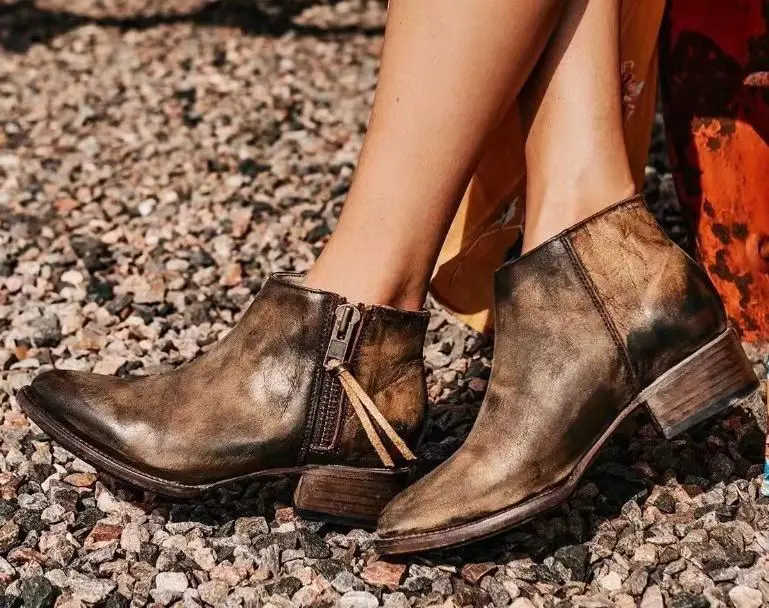 

ankle boots for women pu leather vintage matin shoes woman ladies gladiator combat winter shoe womens zapatos de mujer