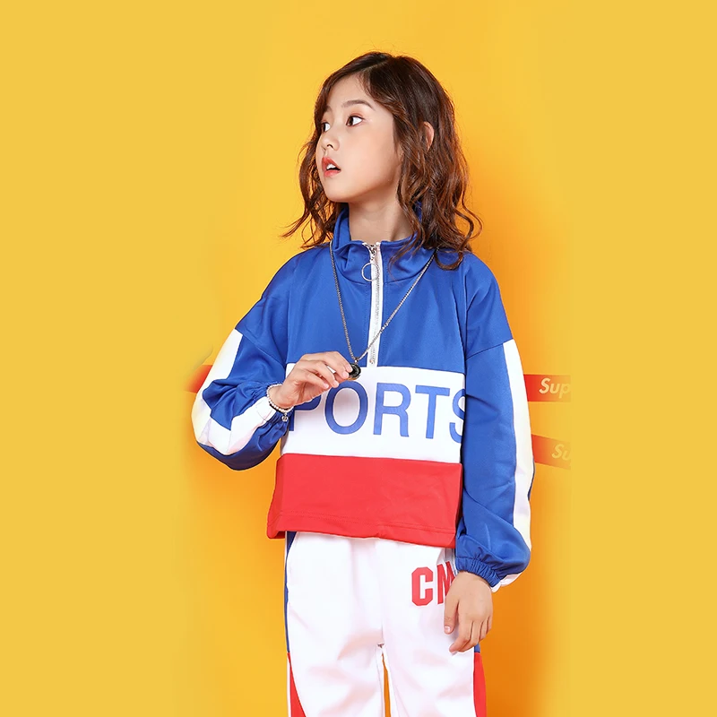 Kids Cool Hip Hop Clothing Stand Collar Jacket Coat Pullover Top Running Causal Pants for Girls Boys Jazz Dance Costumes Clothes (19)