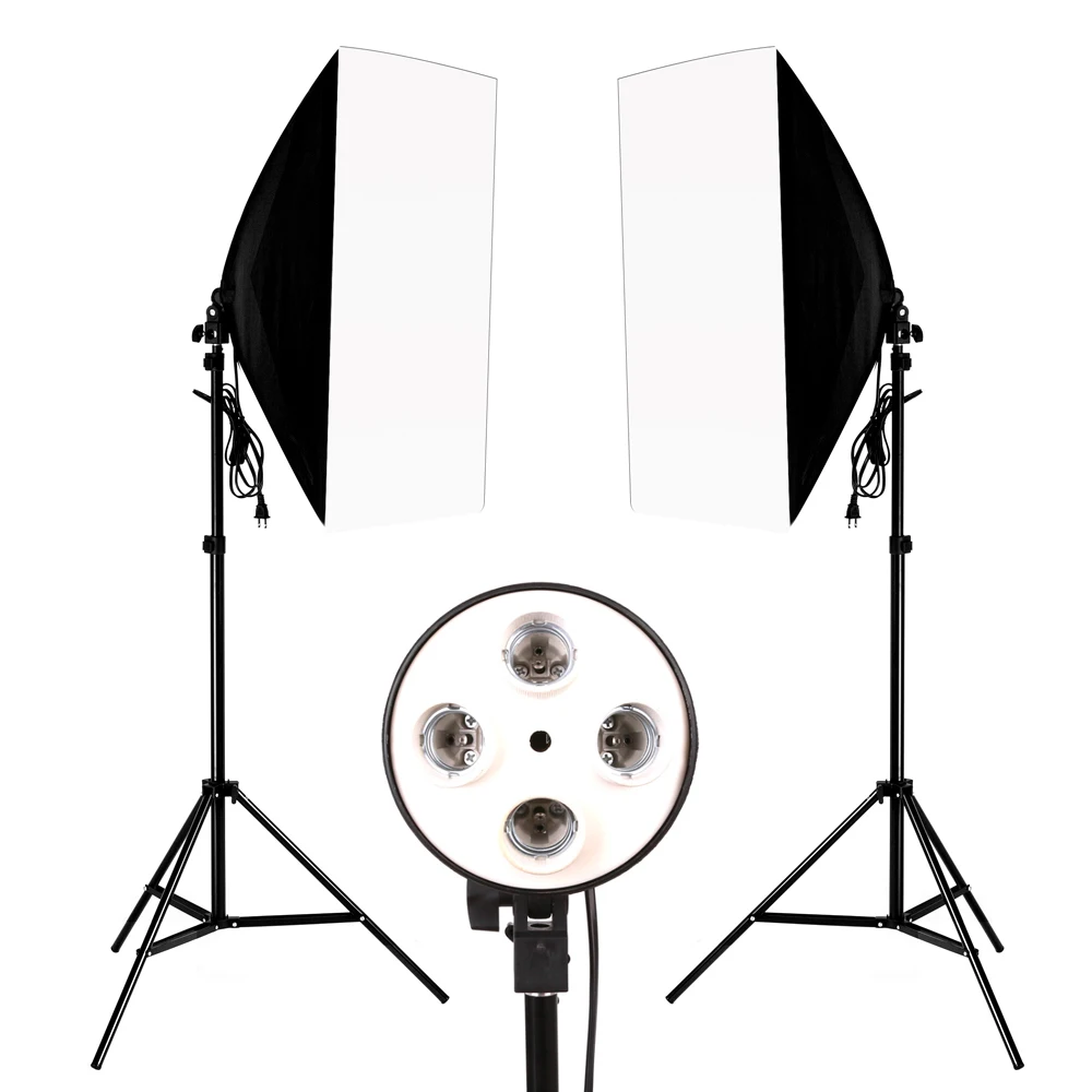 Photo Studio Softbox 50*70cm Diffuser 4 in 1 Socket E27 Lamp Holder 2M Light Stand Tripod Photo Studio Kit for Photography Video 2