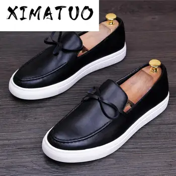 

new arrival mens casual business office formal dress breathable cow leather shoes slip-on lazy shoe flats platform loafers male
