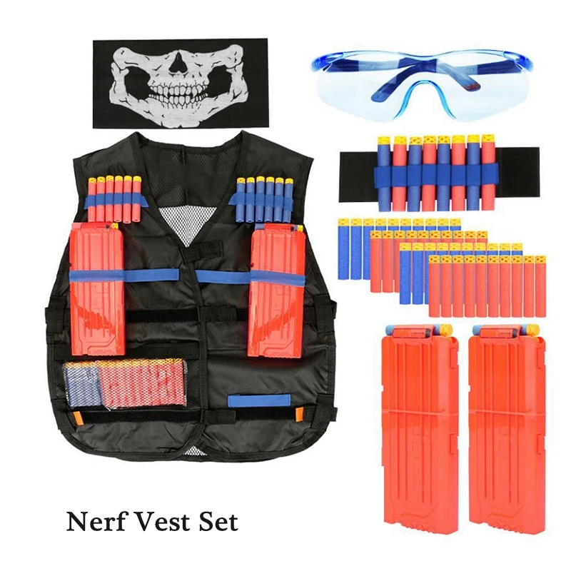 

Boys Hunting Vest Tactical Vest Kit Safety Vests Adjustable with Storage Closing Pockets Fit for Nerf N-Strike Elite Team Games