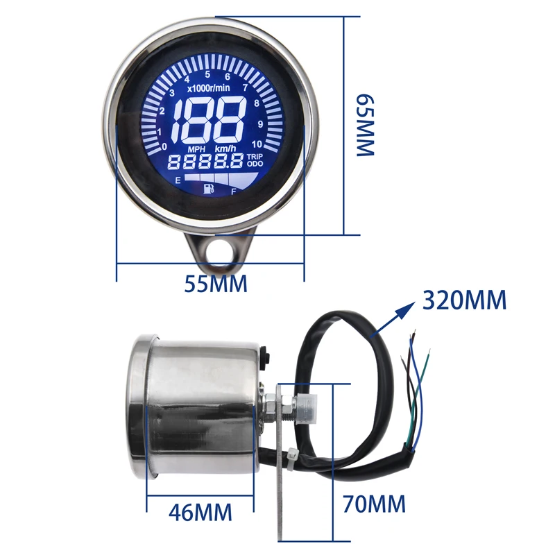 Retro Motorrad Digital Tachometer LED LCD Kilometerzähler