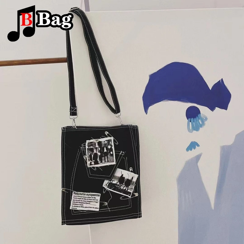 Женская сумка на одно плечо в стиле Харадзюку Готическая холщовая