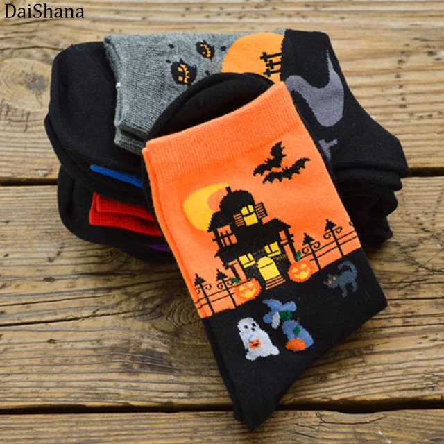 DaiShana-calcetines tobilleros de algodón para mujer, calcetín informal, con cabeza de calabaza, cálido, creativo, para fiesta de Halloween DaiShana-calcetines tobilleros de algodón para mujer, calcetín informal, con cabeza de calabaza, cálido, creativo, para fiesta de Halloween