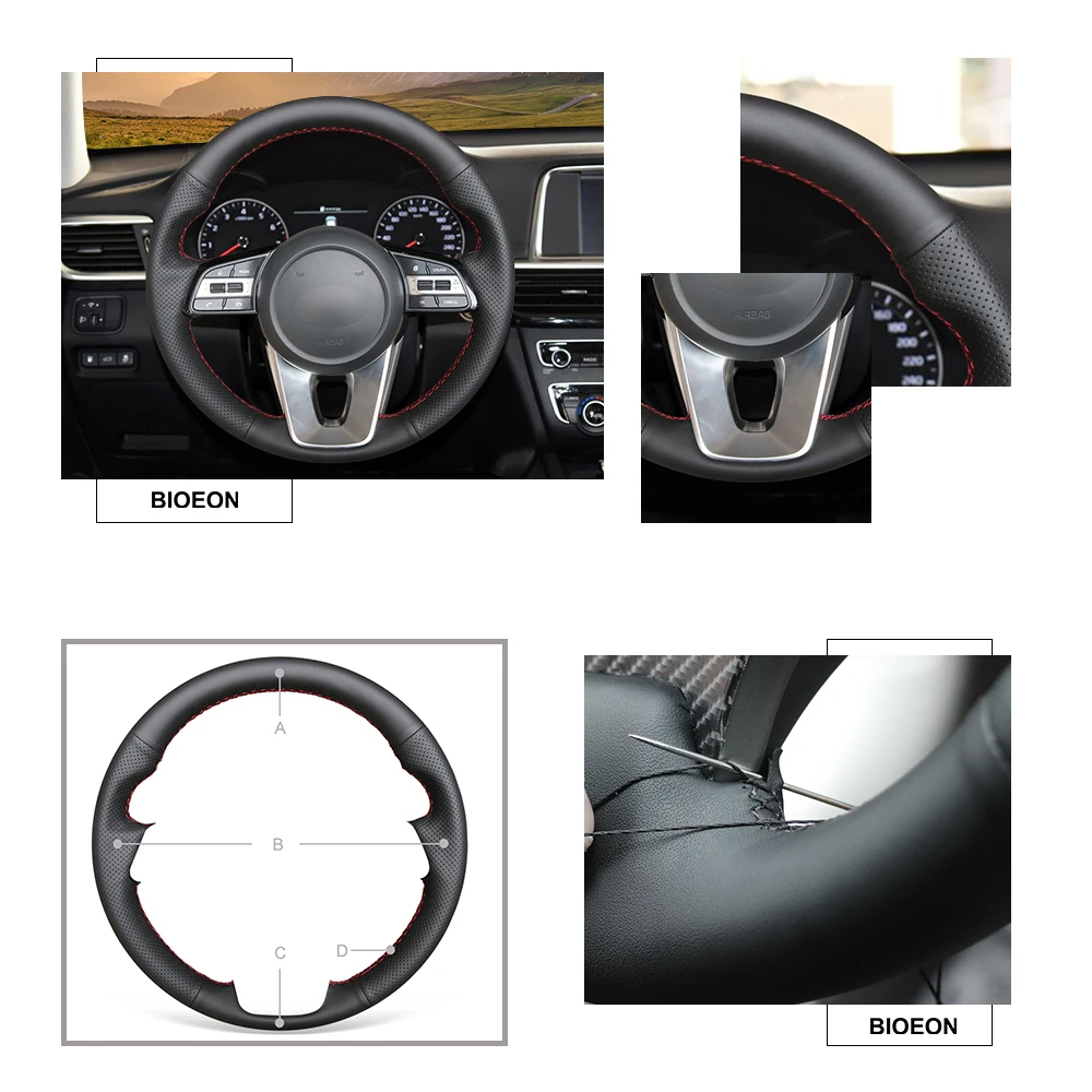Черный PU искусственная кожа чехол на руль для Kia K5 Optima Cee 'd Ceed Forte Cerato(AU