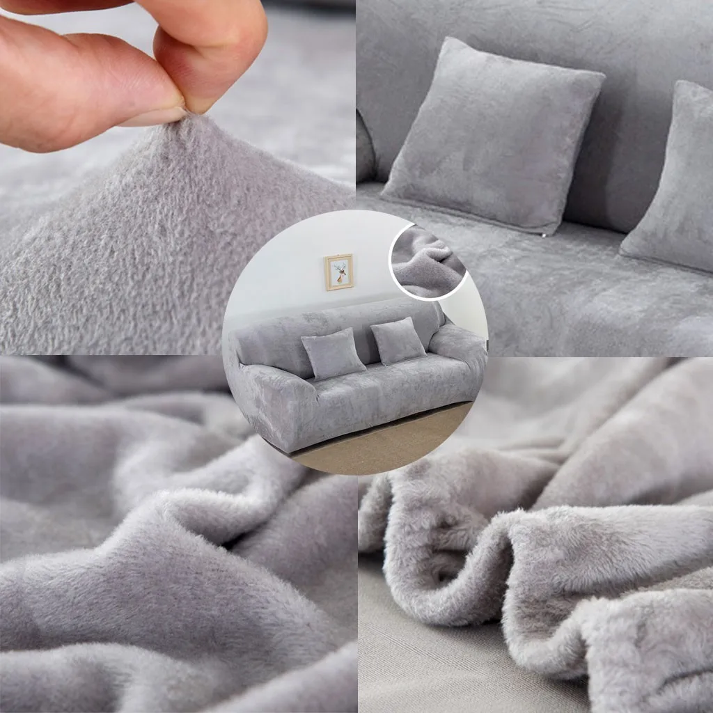 Плюшевый плотный бархатный чехол для дивана, эластичный чехол для дивана для гостиной, бархатный пылезащитный чехол, все включено, секционный чехол для дивана