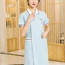 Платье медсестры с коротким рукавом, женское, большой размер, лето, круглый воротник, тонкий, больница, салон красоты, домашнее животное, больница, Стоматологические комбинезоны
