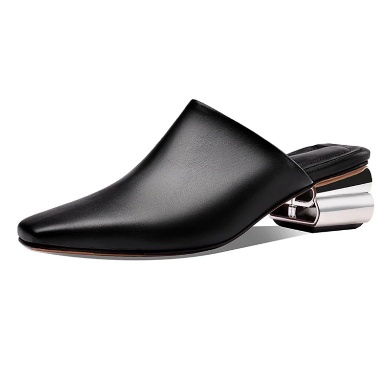 

new arrives women sandals shoes genuien leather high heels black white dress party casual shoes summer sandals big size 34-43