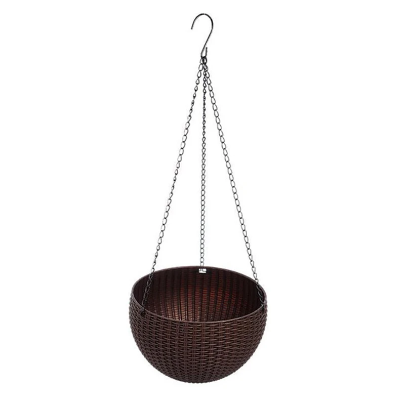 

Cute Convenient Hanging Flower Pot Flower Basket Round Rattan Plastic Durable Garden Outdoor Plant