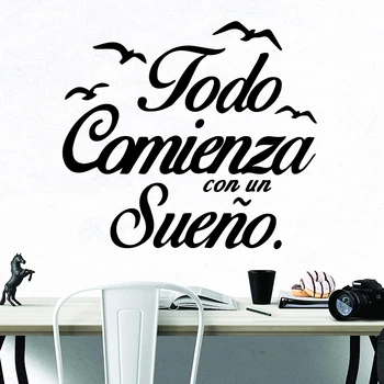 

Modern Spanish Sentence Wall Art Decal Wall Art Sticker For Office Room Murals vinyl Stickers Bedroom Wall Decals vinilo pared