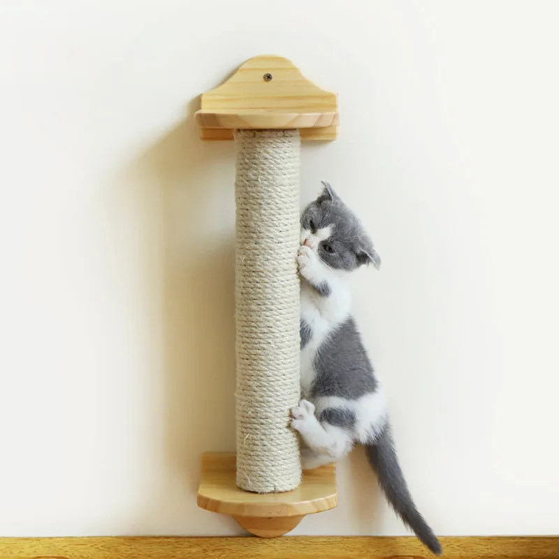 Wall Mounted Cat Scratching Post Tree Wood Toy Cat Climbing Frame Scratcher Wall Play For Cat Claw Sharpener Furniture Protector 1