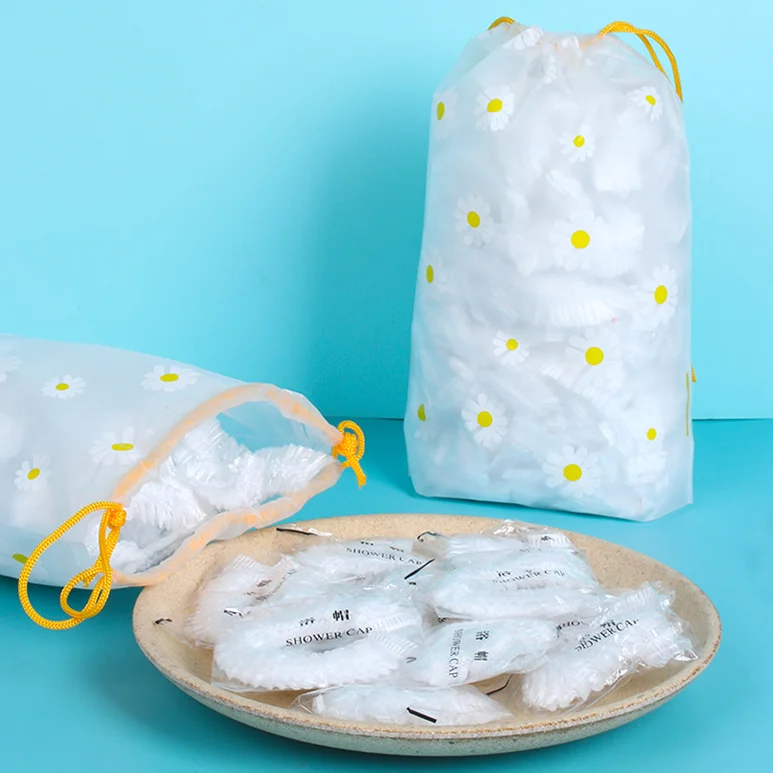 

5pc/lot shower caps disposable waterproof bath shower cap headgear dyed hair kitchen bath thickened and oil-proof cap