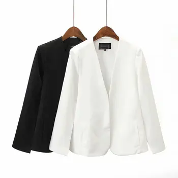 

2020 Split Design Women Cloak Suit Coat Casual Lady Black And White Jacket Fashion Streetwear Loose Outerwear Tops