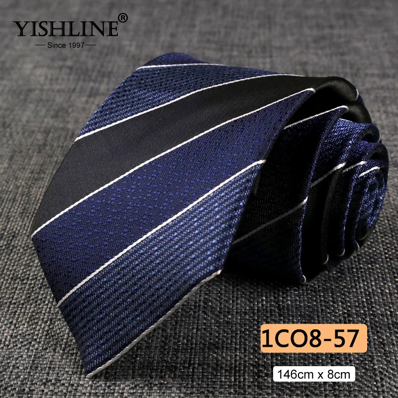 YISHLINE, распродажа, 8 см, мужские галстуки, классический галстук, синий, для мужчин, в полоску, в клетку, серый, розовый, деловой галстук для жениха, свадебные аксессуары