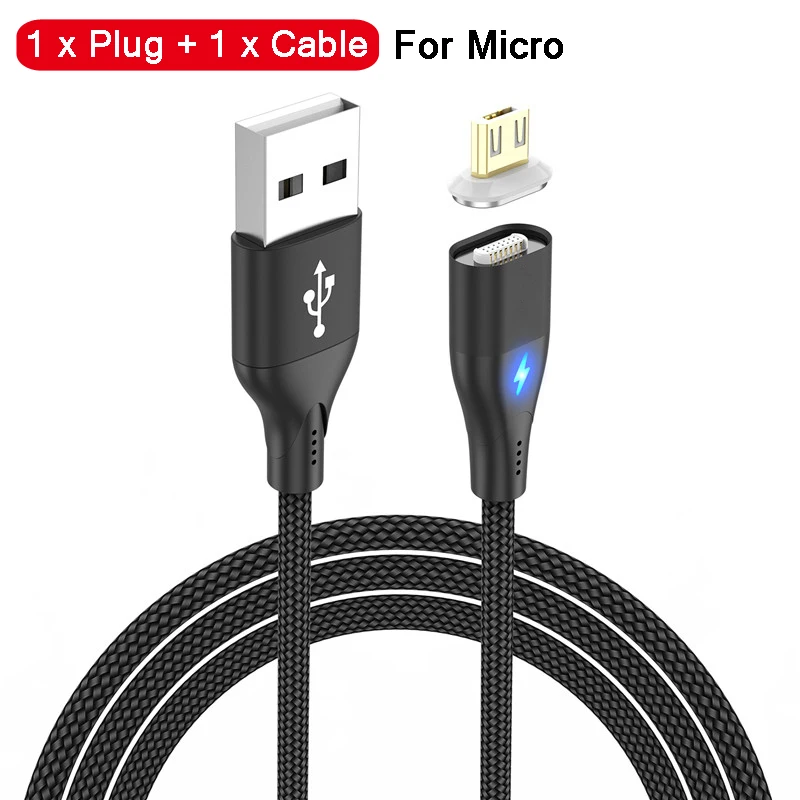Магнитный кабель type C Micro USB C провод для быстрой зарядки для samsung huawei Xiaomi Магнитный шнур Microusb USB-C 2 в 1 Зарядка Кабо - Цвет: For Micro