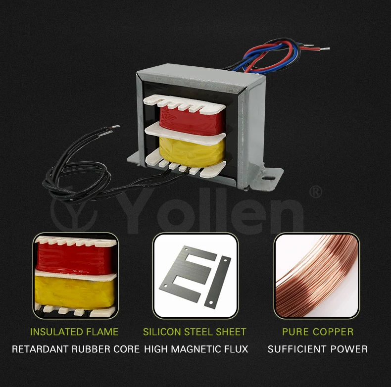 Transformador de Potência 110v para 6v Cabo Connetion Fio Tensão 60va Personalizado 220v 380v 9v 12v 15v 18v 24v 110v ei 50w - 50va 60w 6 Cheap Transformadores