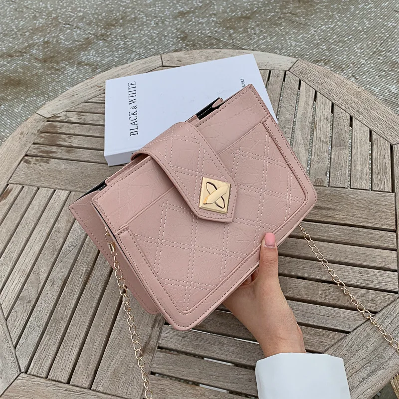 

Textured Bag Women's 2020 New Style chao yang Gas Versatile Rhombus Chain Bag Simple-Style Crossbody Bag