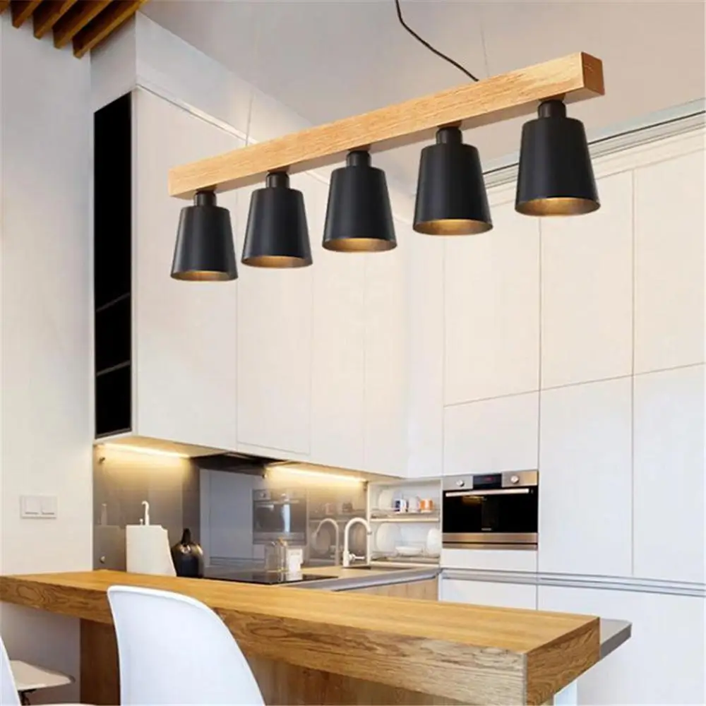 Новый деревянный подвесной светильник в стиле лофт черный белый для кухонного