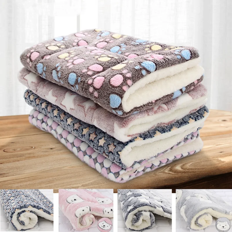 Manta acolchada de lana suave para cama de mascotas, alfombra polar gruesa de franela para perros y gatos, cálida manta de mascotas para el hogar