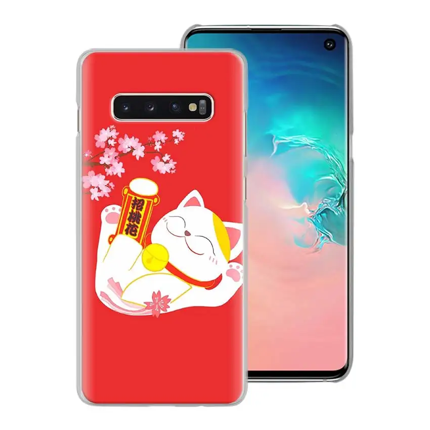 Манеки Неко Монета на удачу кошка телефонные чехлы для samsung Galaxy S10e S10 Note 10 Plus S8 S9 Plus 9 8 S6 S7 Edge жесткий чехол