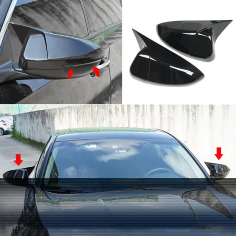 1 пара для Honda Accord глянцевый черный бык рога крышка зеркала заднего вида отделка