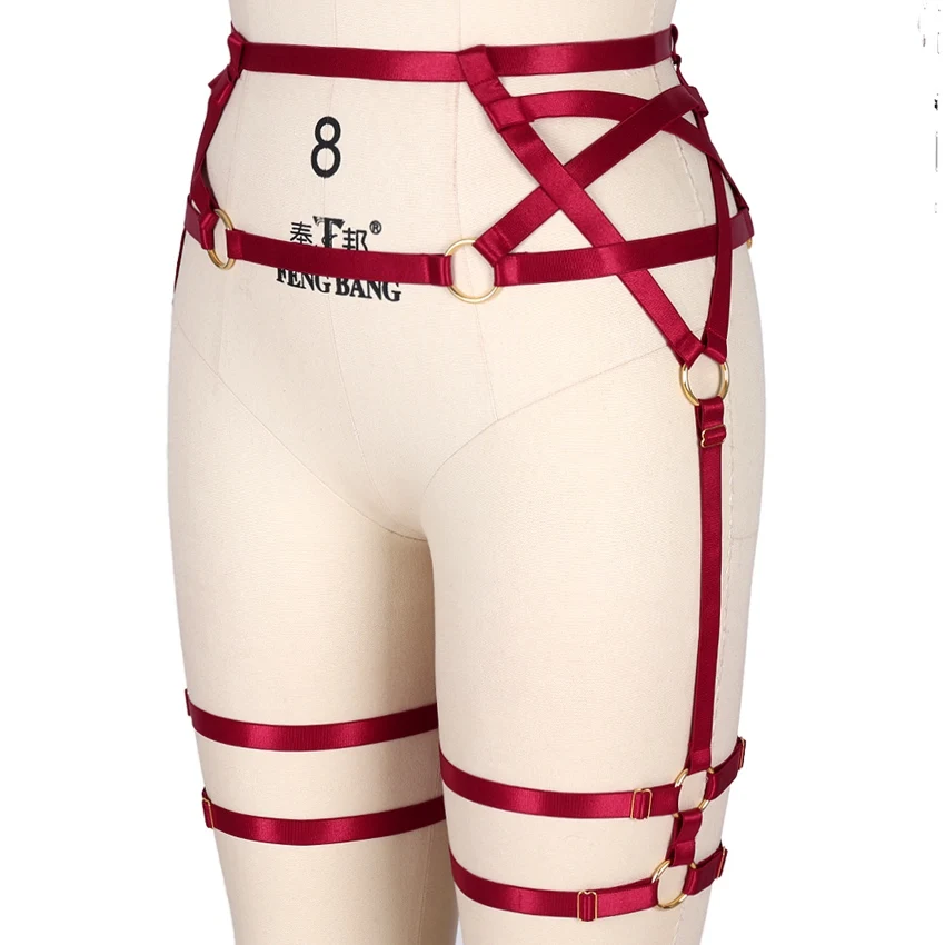 MLCP0009winered Жгуты в форме пентаграммы подвязки клетка талией чулки ремешками портупея эластичный отрегулировать готический выдалбливают нижнего белья - Цвет: MLCP0009winered