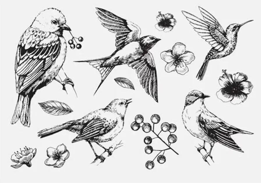 retro flower and bird Transparent Clear Silicone Stamp/Seal for DIY scrapbooking/photo album Decorative clear stamp sheets A1050 | Дом и сад