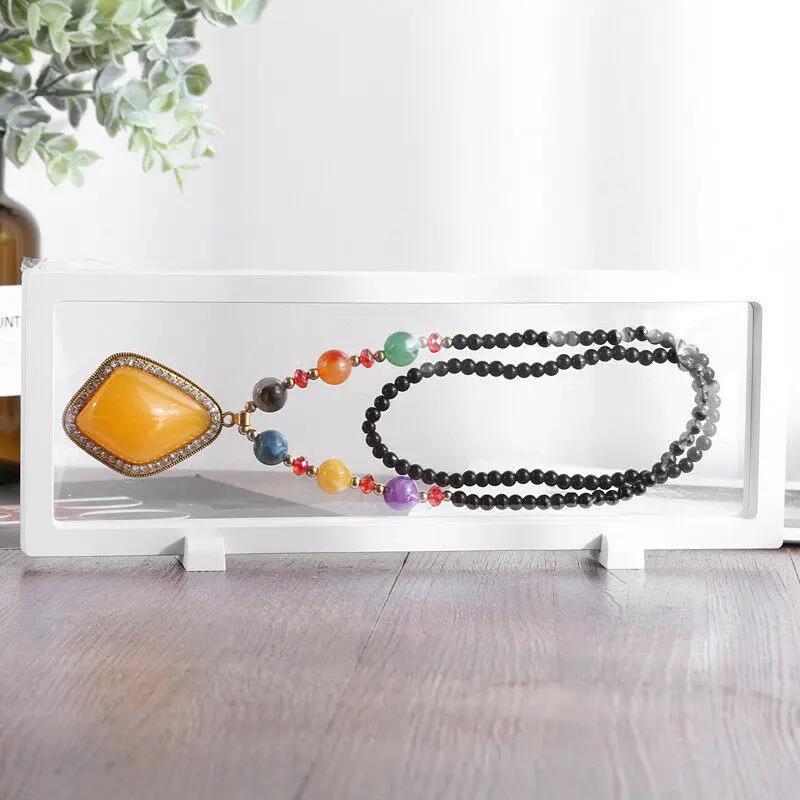 White 300x 110mm Clear Jewelry Suspended Coins Floating Display Case Stand Holder Box Pretty Shelves Holder for Specimen Display - Цвет: White 300x 110mm