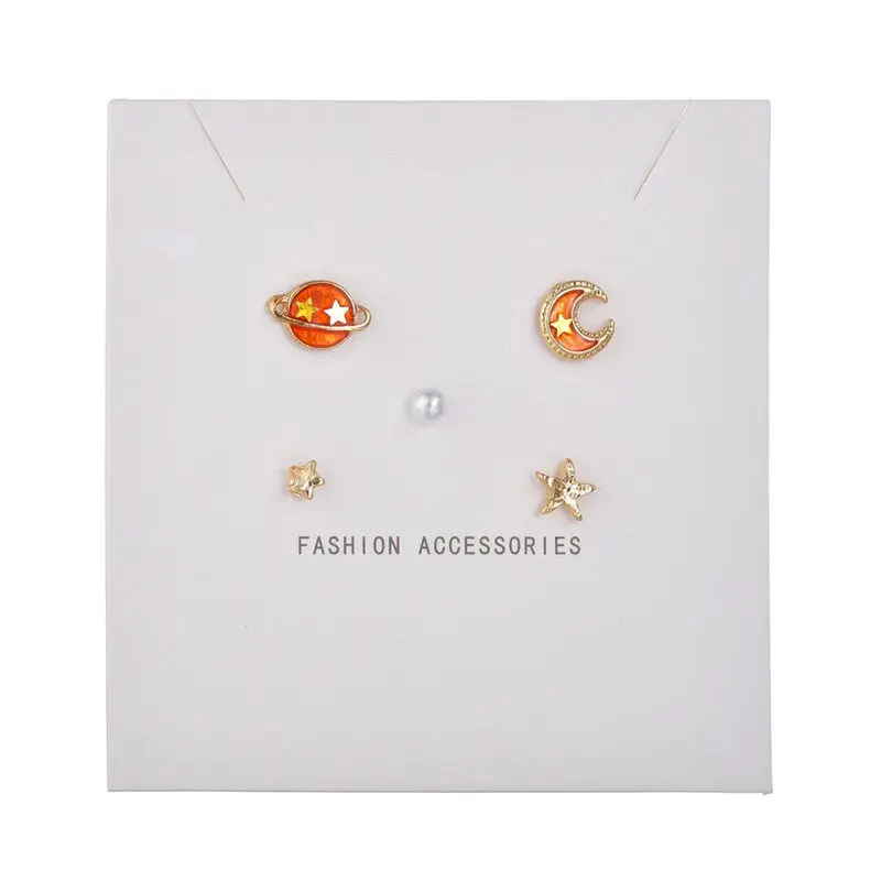 

Fashion Blue Pink Planet Moon Star Mini Stud Earrings Set 2019 New Stud Earring For Women Wedding Jewelry