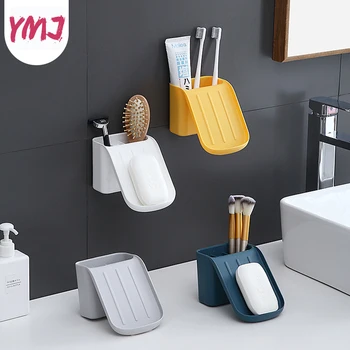 

Bathroom Organizer Wall-Mounted Soap Holder Drainage Storage Finishing Racks Strong Seamless Stickers Suction cup Soap Box 2020