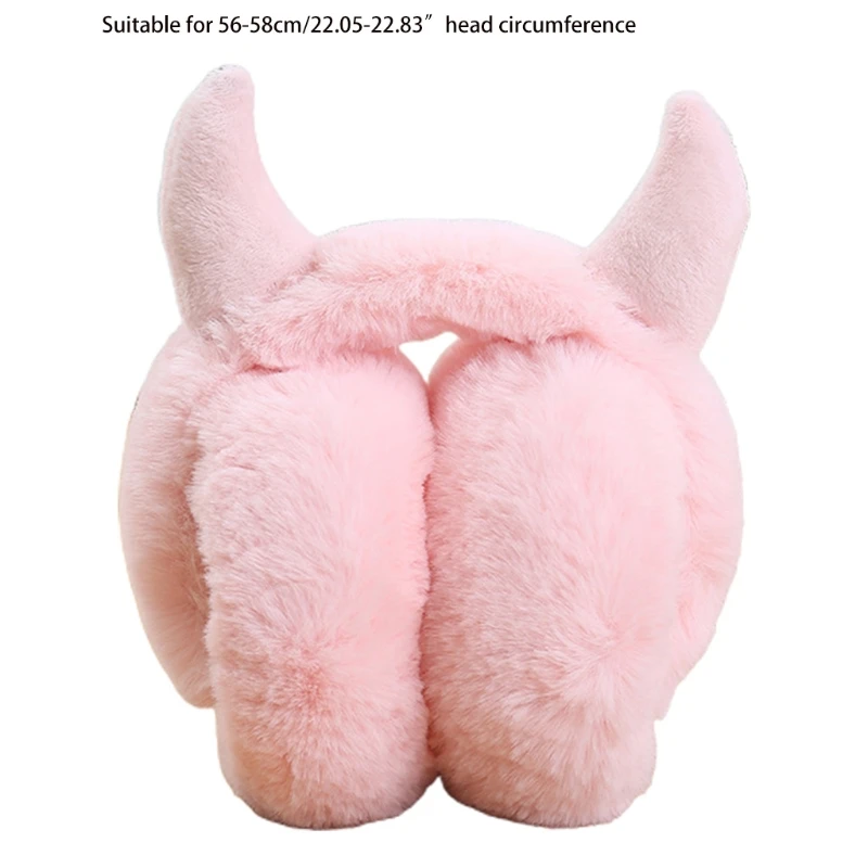 Women Soft Plush Earmuff with Horns Girls Cute Winter Adjustable Ear Muffs Female Foldable Outdoor Cycling Ski Ear Warmers warm earmuffs fur earmuffs