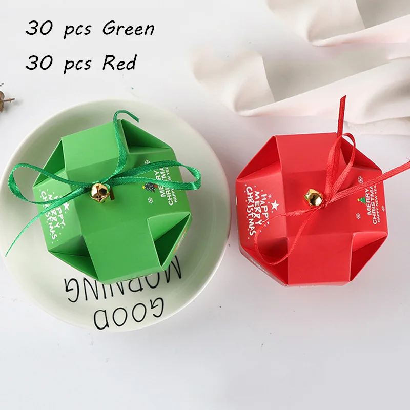 60 pcs-Green Red 60 шт./партия Рождественская упаковочная коробка Рождественская Подарочная коробка креативная круглая Конфета сумка Декор Новогодняя упаковочная коробка вечерние сувениры - Цвет: 60 pcs-Green Red