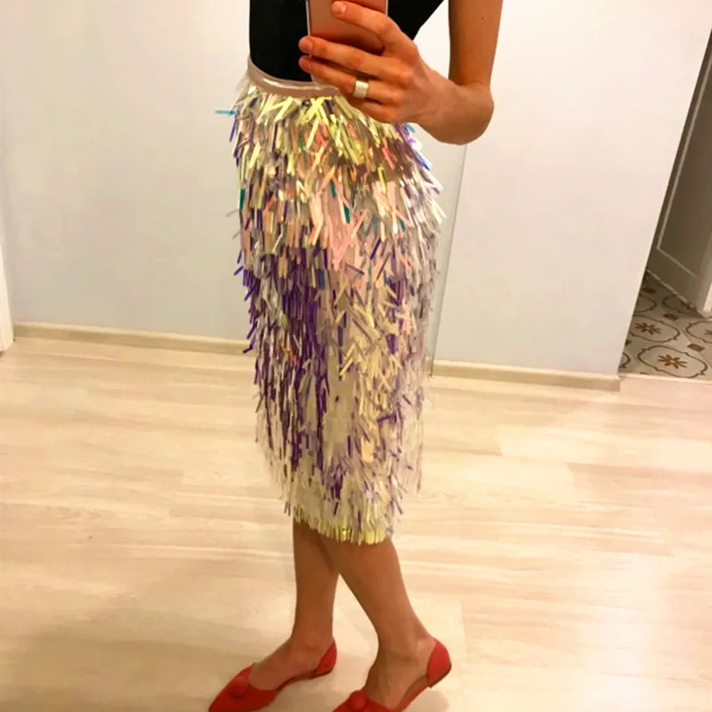 Tanie Marwin 2019 nowonarodzone jesienne zimowe cekiny spódnice moda frezowanie do kolan imperium Sexy Club spódnice bożonarodzeniowe