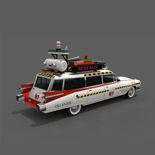 Ghostbusters Car Ecto-1A 1:20 Origami Art, Need to be Handmade, 3D Paper Model Papercraft DIY Teens Adult Craft Toys ZX-016 2