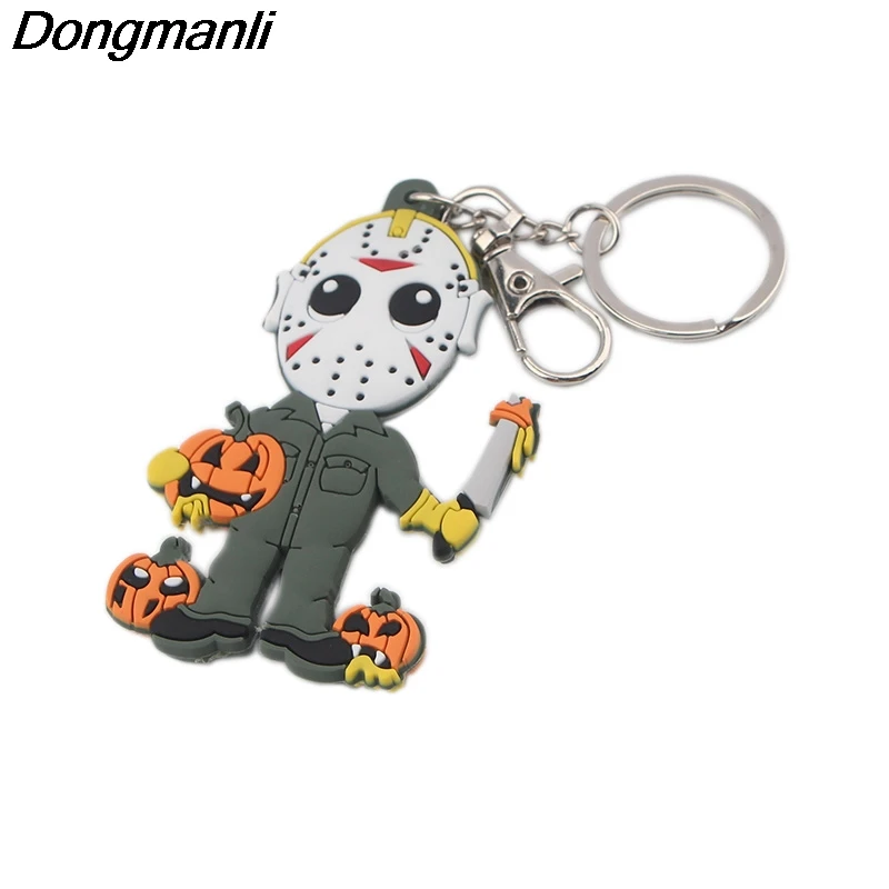 P4068 Dongmanli Хэллоуин Пятница 13 е Брелок фигурка ПВХ силиконовые двухсторонние