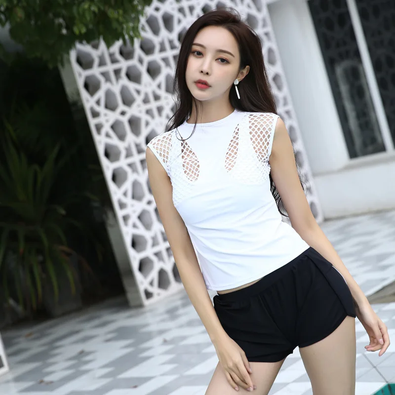 

2019 New Style Korean-style Sporty Split Type Bikini Bathing Suit Four-piece Set Small Bust Gathering Beach Holiday Swimwear